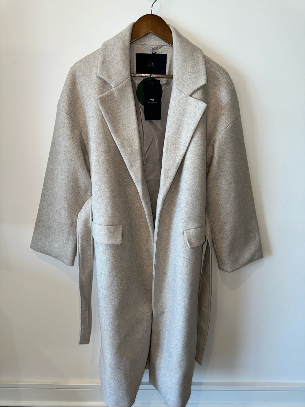 With Black Long Belted Robe Coat - Light Gray - Picture 7 of 16
